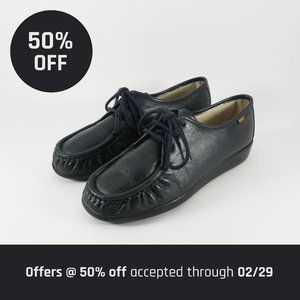 SAS Siesta Navy Leather Lace Up Loafers | 8